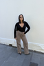 Nola Henley Long Sleeve Bodysuit Black