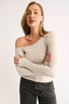 Chelsea Off Shoulder Long Sleeve - Oatmeal Marle