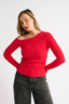 Chelsea Off Shoulder Long Sleeve - Radiant Red