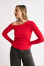 Chelsea Off Shoulder Long Sleeve - Radiant Red