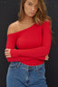 womens red off shoulder long sleeve top