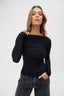 Margot Boat Neck Long Sleeve - Black