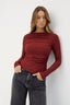 Margot Boat Neck Long Sleeve Brick - Final Sale