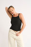 Nara Square Neck Tank Washed Black - Final Sale