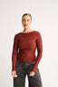 Margot Boat Neck Long Sleeve Brick - Final Sale