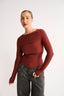Margot Boat Neck Long Sleeve Brick - Final Sale