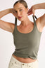 Harper Scoop Neck Singlet - Thyme
