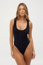 Sienna Henley Tank Bodysuit - Black