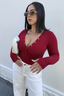 Nola Henley Long Sleeve Bodysuit Currant - Final Sale