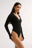 Nola Henley Long Sleeve Bodysuit Black