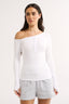 Cobie Off Shoulder Long Sleeve Optic White - Final Sale