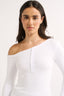 Cobie Off Shoulder Long Sleeve Optic White - Final Sale