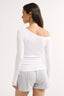 Cobie Off Shoulder Long Sleeve Optic White - Final Sale
