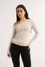 Cobie Off Shoulder Long Sleeve Oatmeal - Final Sale