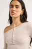 Cobie Off Shoulder Long Sleeve Oatmeal - Final Sale