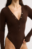 Nola Henley Long Sleeve Bodysuit Cocoa - Final Sale