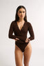 Nola Henley Long Sleeve Bodysuit Cocoa - Final Sale