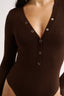 Nola Henley Long Sleeve Bodysuit Cocoa - Final Sale