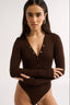 Nola Henley Long Sleeve Bodysuit Cocoa - Final Sale