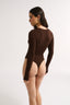 Nola Henley Long Sleeve Bodysuit Cocoa - Final Sale