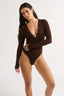 Nola Henley Long Sleeve Bodysuit Cocoa - Final Sale