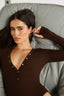 Nola Henley Long Sleeve Bodysuit Cocoa - Final Sale