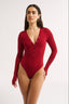 Nola Henley Long Sleeve Bodysuit Currant - Final Sale