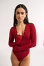 Nola Henley Long Sleeve Bodysuit Currant - Final Sale
