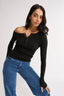 Cobie Off Shoulder Long Sleeve Black - Final Sale