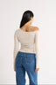 Cobie Off Shoulder Long Sleeve Oatmeal - Final Sale