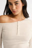 Cobie Off Shoulder Long Sleeve Oatmeal - Final Sale