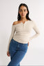 Cobie Off Shoulder Long Sleeve Oatmeal - Final Sale
