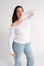 Cobie Off Shoulder Long Sleeve Optic White - Final Sale