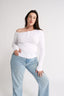 Cobie Off Shoulder Long Sleeve Optic White - Final Sale