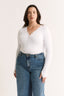 Nola Henley Long Sleeve Bodysuit Optic White - Final Sale