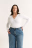 Nola Henley Long Sleeve Bodysuit Optic White - Final Sale