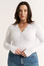 Nola Henley Long Sleeve Bodysuit Optic White - Final Sale