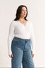 Nola Henley Long Sleeve Bodysuit Optic White - Final Sale