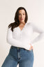 Nola Henley Long Sleeve Bodysuit Optic White - Final Sale
