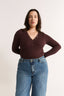 Nola Henley Long Sleeve Bodysuit Cabernet - Final Sale