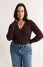 Nola Henley Long Sleeve Bodysuit Cabernet - Final Sale