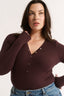 Nola Henley Long Sleeve Bodysuit Cabernet - Final Sale