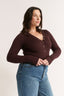 Nola Henley Long Sleeve Bodysuit Cabernet - Final Sale