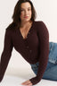 Nola Henley Long Sleeve Bodysuit Cabernet - Final Sale