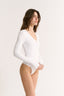 Nola Henley Long Sleeve Bodysuit Optic White - Final Sale