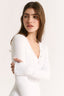 Nola Henley Long Sleeve Bodysuit Optic White - Final Sale