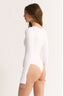 Nola Henley Long Sleeve Bodysuit Optic White - Final Sale