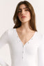 Nola Henley Long Sleeve Bodysuit Optic White - Final Sale