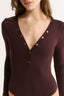 Nola Henley Long Sleeve Bodysuit Cabernet - Final Sale