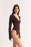 Nola Henley Long Sleeve Bodysuit Cabernet - Final Sale